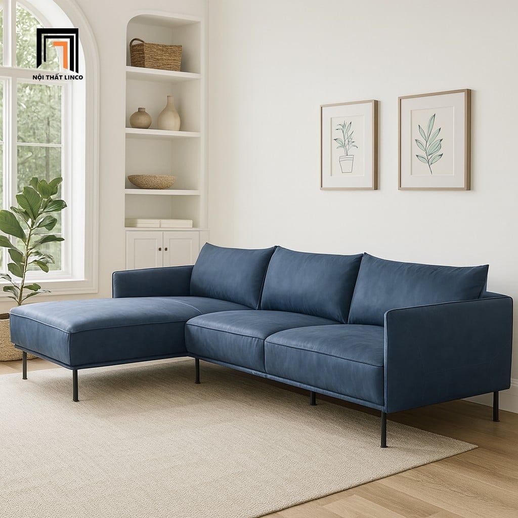  Ghế sofa góc GT11 Ezra 2m4 x 1m6 bọc da công nghiệp cao cấp 