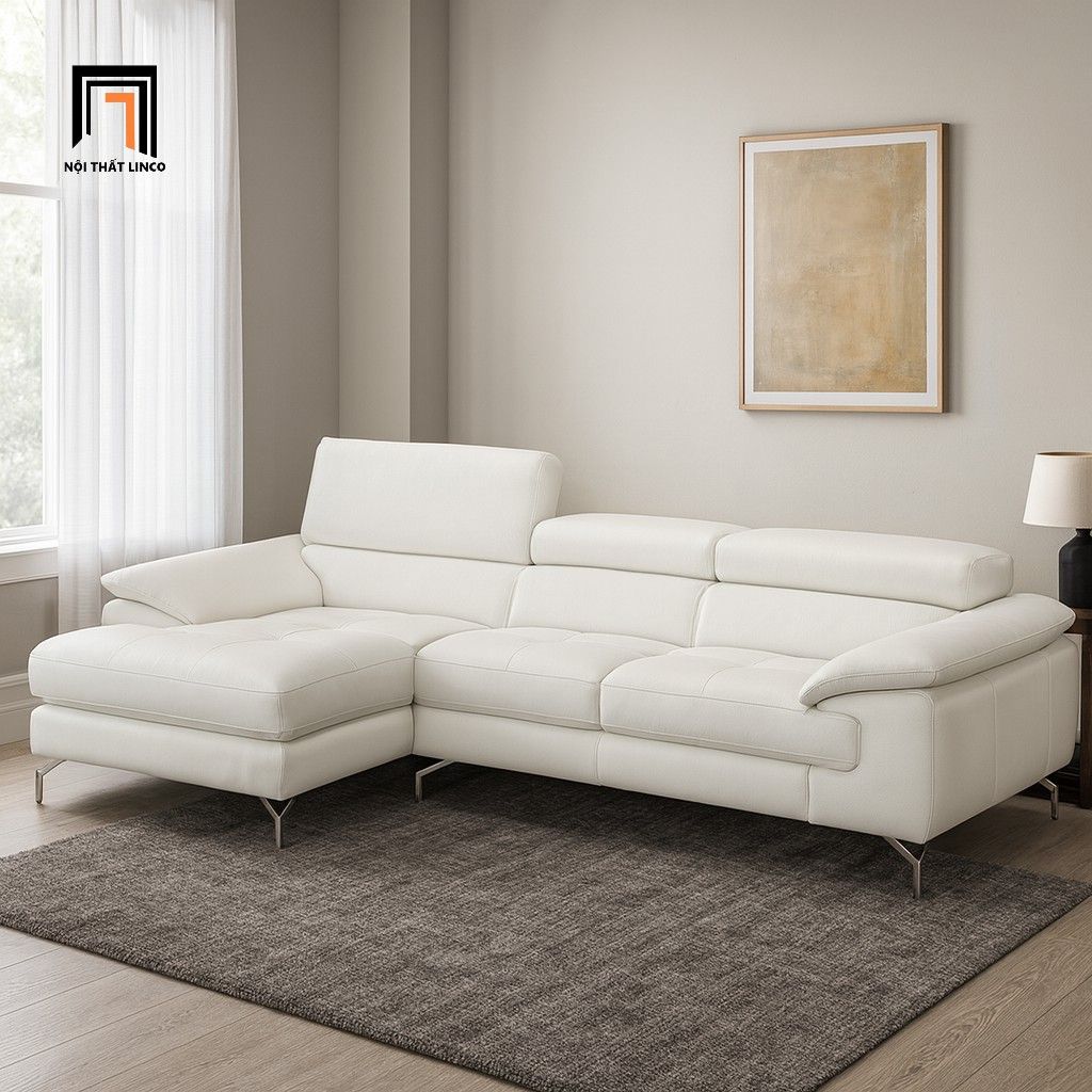  Bộ ghế sofa góc da chống trầy GT63 Alice 2m4 x 1m6 hiện đại 