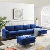  Bộ ghế sofa góc giá rẻ GT64 Denavy dài 3m2 x 1m4 vải nỉ xanh đậm 