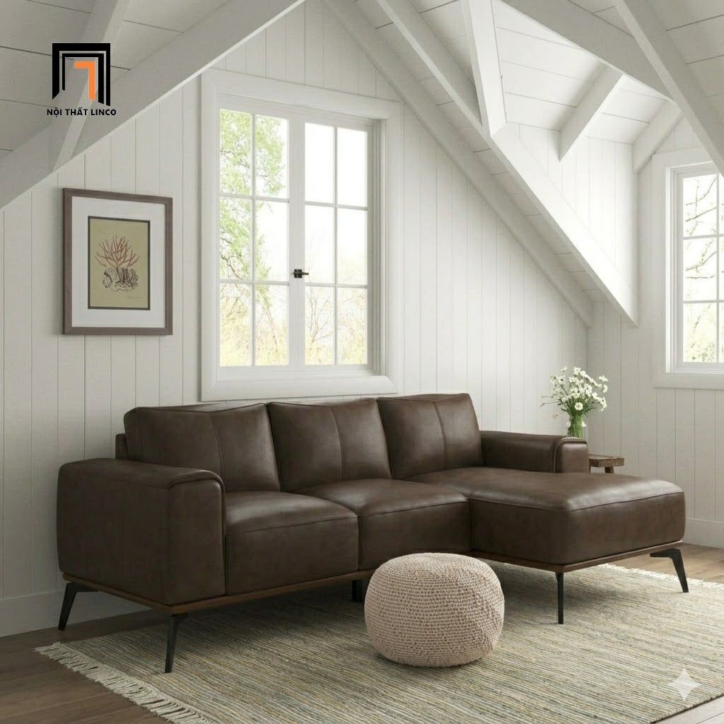  Ghế sofa chữ L da công nghiệp GT75 Conley 2m3 x 1m6 hiện đại 