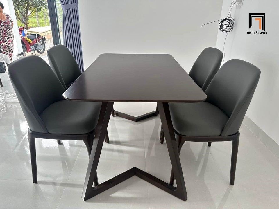  Bộ bàn ghế ăn 4 ghế bọc da giả 31-BAG4-Quihi mặt bàn gỗ 