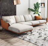 Bộ ghế sofa góc L 3m x 1m6 GT34 Ege nệm ngồi da trắng kem 
