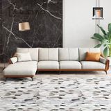  Bộ ghế sofa góc L 3m x 1m6 GT34 Ege nệm ngồi da trắng kem 