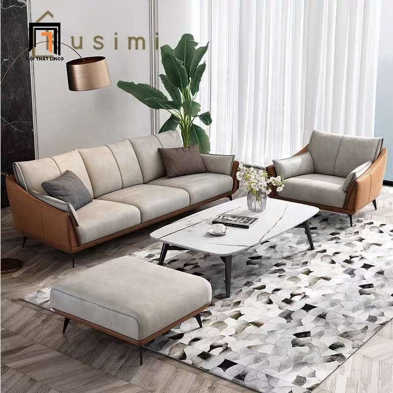  Bộ ghế sofa góc L 3m x 1m6 GT34 Ege nệm ngồi da trắng kem 