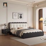  Giường ngủ phối màu da Pu GN117 Wien trắng đen xinh xắn 