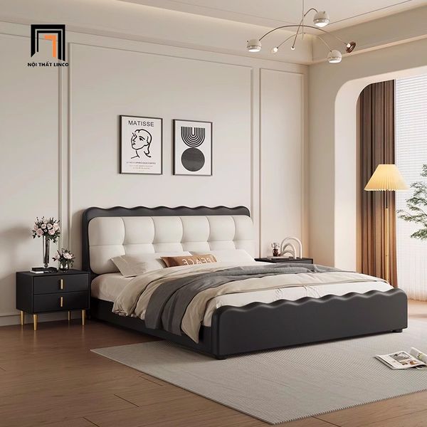 giường ngủ phối màu da pu