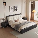  Giường ngủ phối màu da Pu GN117 Wien trắng đen xinh xắn 