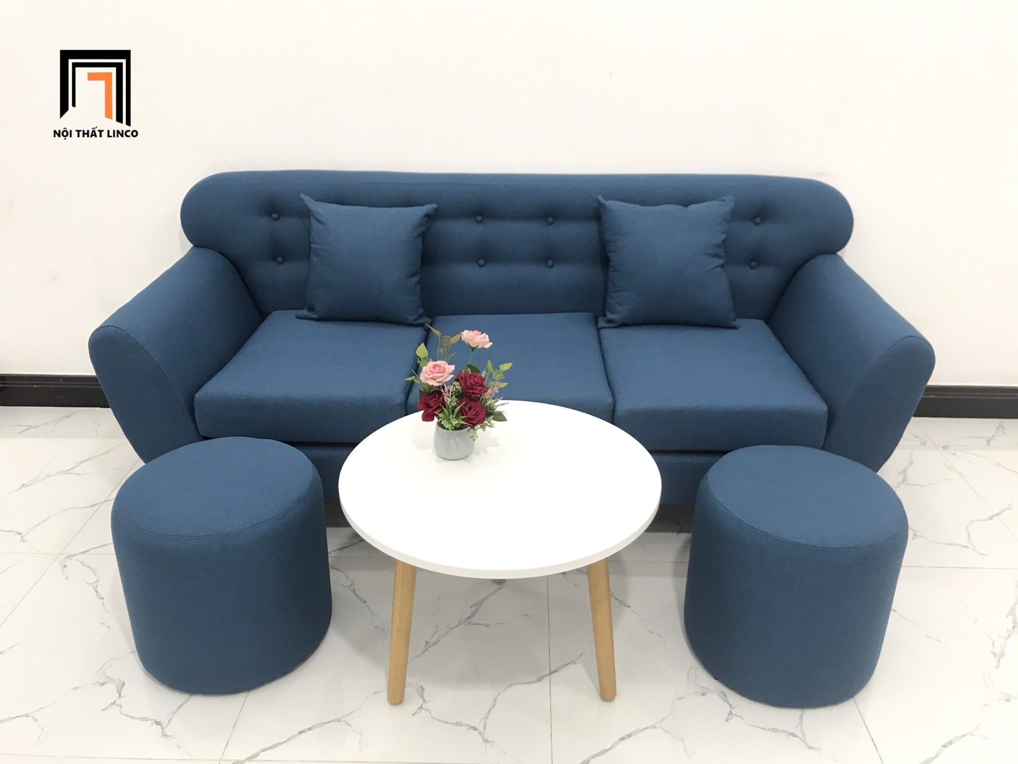  Bộ ghế sofa băng xanh dương BL12 BTC dài 1m9 phòng khách 