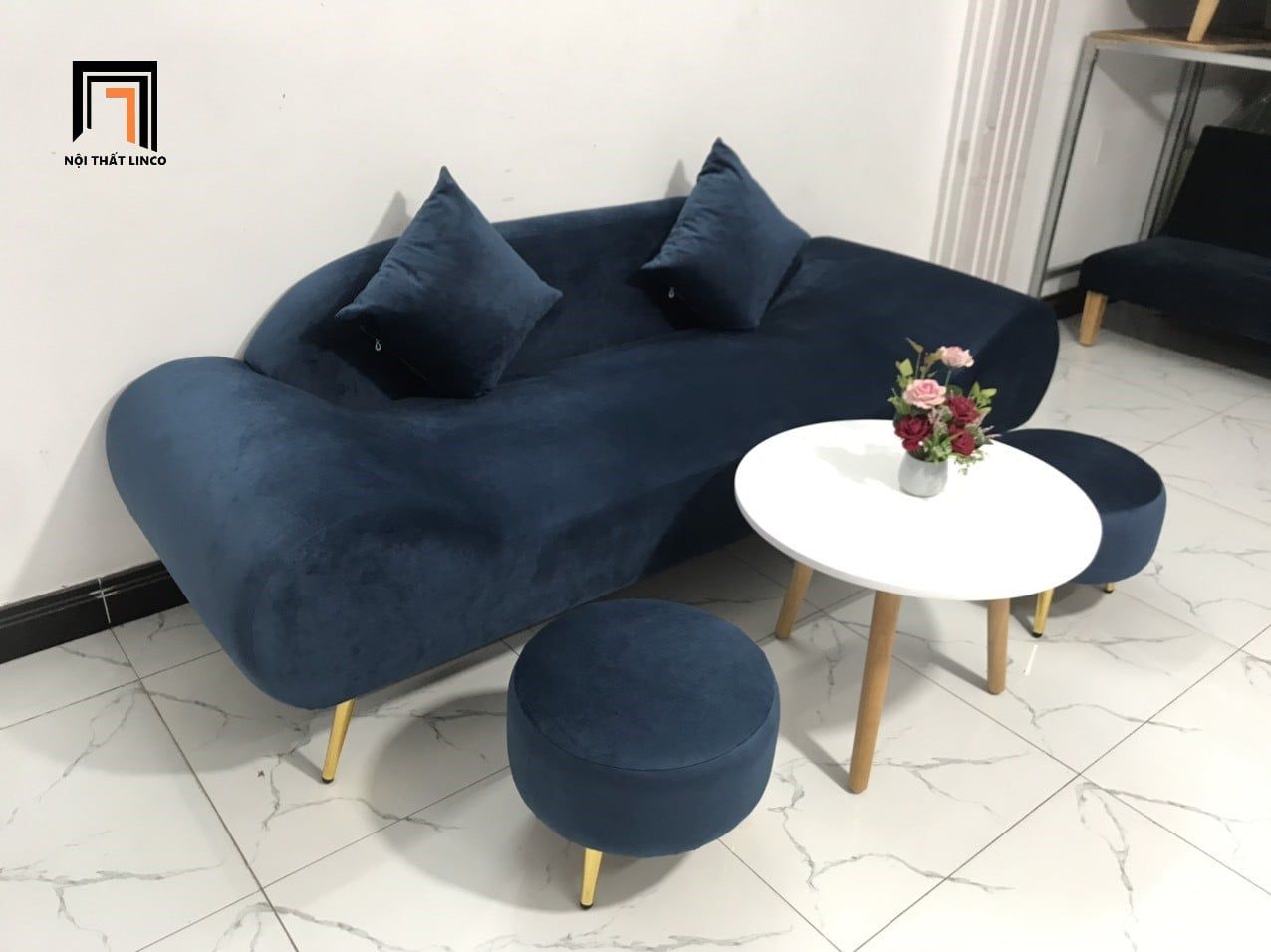  Bộ ghế sofa băng văng thuyền BL9 SFT dài 2m xanh đậm 