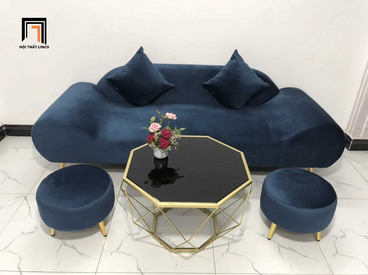  Bộ ghế sofa băng văng thuyền BL9 SFT dài 2m xanh đậm 