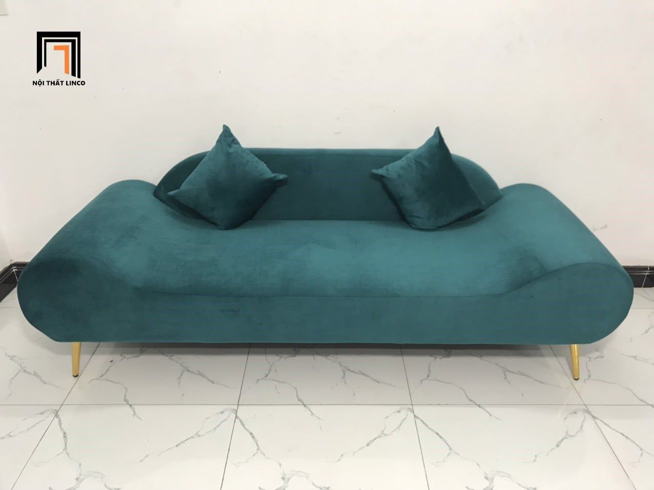  Bộ ghế sofa văng thuyền BL9 SFT 2m xanh lá trang trí tiệm shop 
