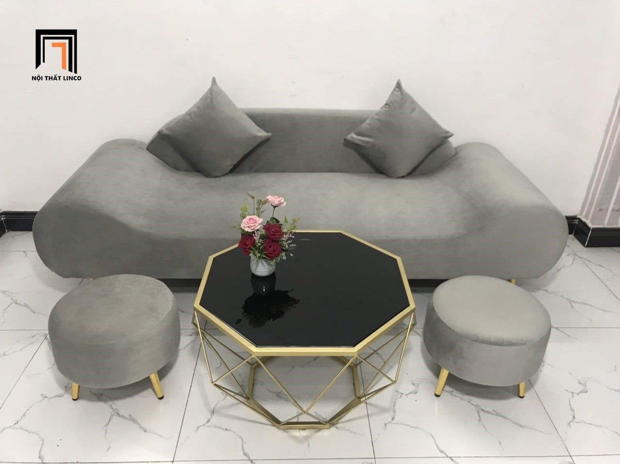  Bộ ghế sofa văng băng thuyền BL9 SFT dài 2m xám lông chuột 