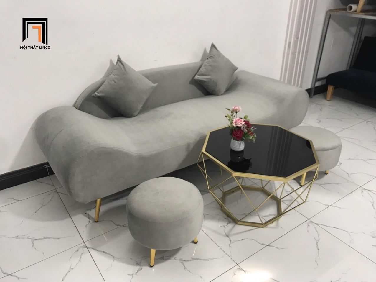  Bộ ghế sofa văng băng thuyền BL9 SFT dài 2m xám lông chuột 