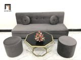 Bộ ghế sofa băng 1m7 BL8 BKT phòng khách xám đen vải nhung 