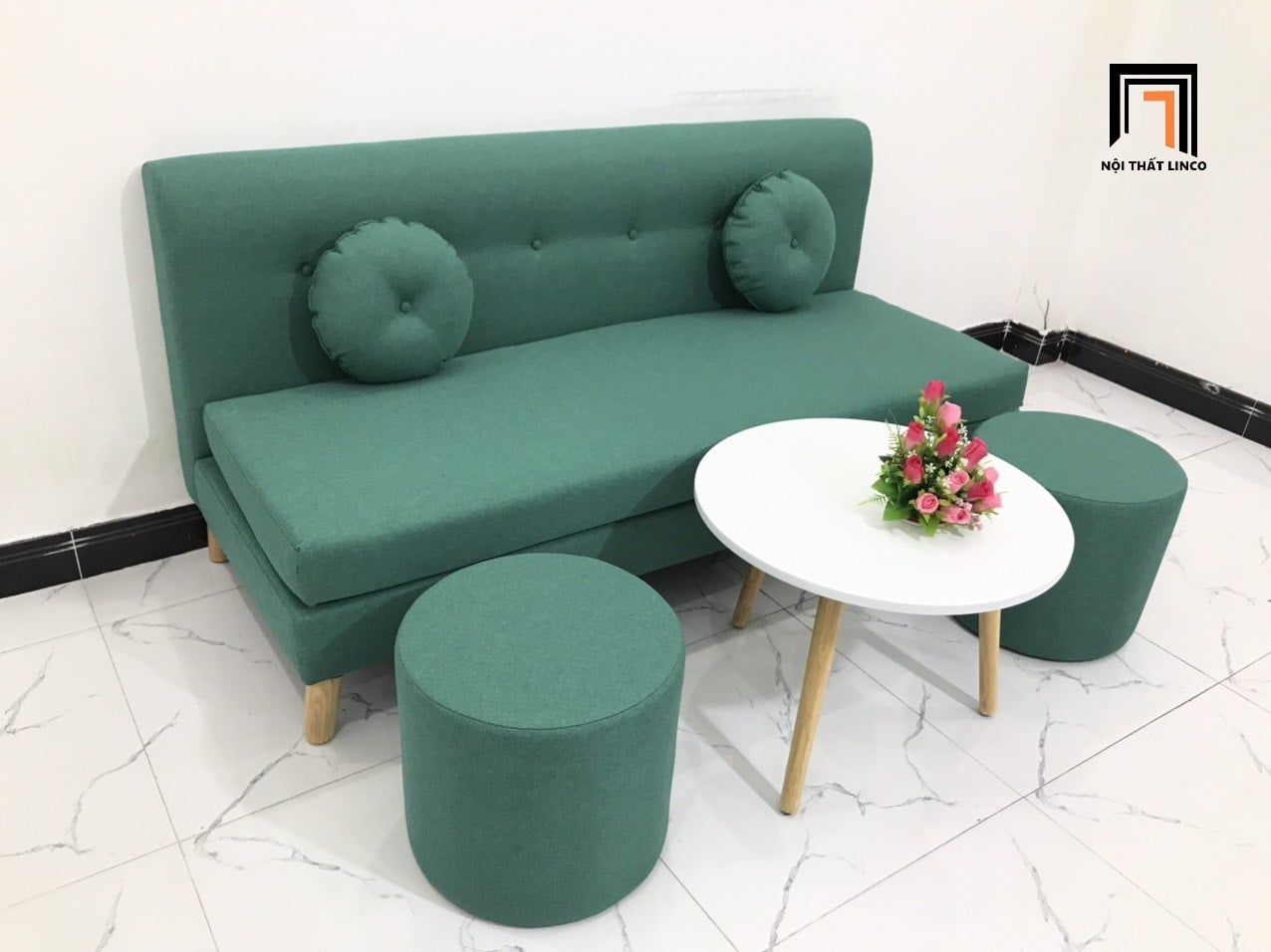  Bộ ghế sofa băng nhỏ gọn 1m7 BL8 BKT bọc vải nỉ bố mềm 