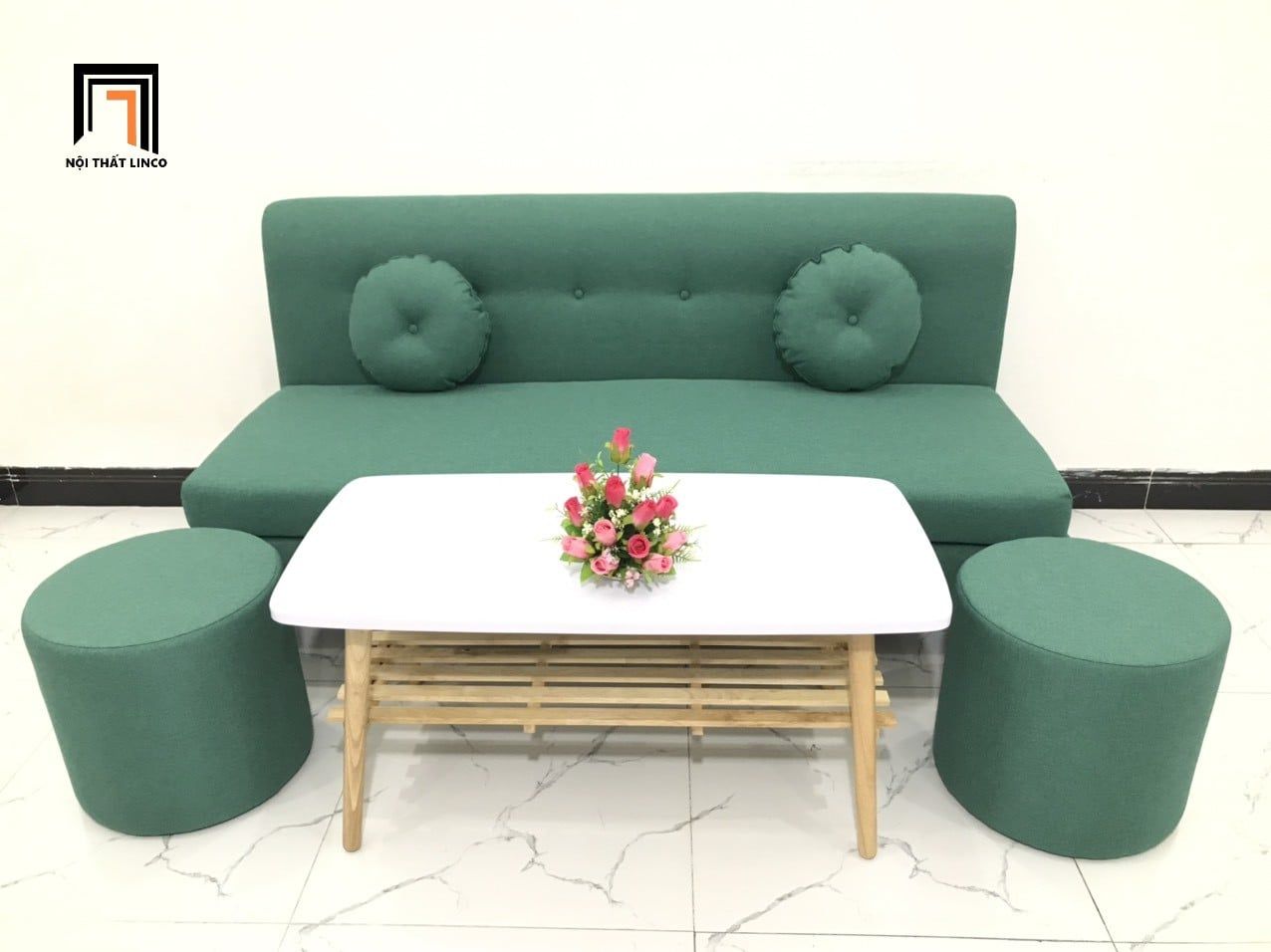  Bộ ghế sofa băng nhỏ gọn 1m7 BL8 BKT bọc vải nỉ bố mềm 