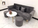  Bộ ghế sofa giường nằm dài 2m GBL2 xám lông chuột vải nhung 