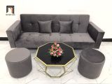  Bộ ghế sofa giường nằm dài 2m GBL2 xám lông chuột vải nhung 