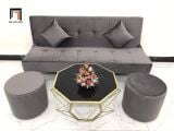  Bộ ghế sofa bed bật giường nằm GBL1 1m7 màu xám đen vải nhung 