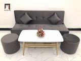  Bộ ghế sofa bed bật giường nằm GBL1 1m7 màu xám đen vải nhung 