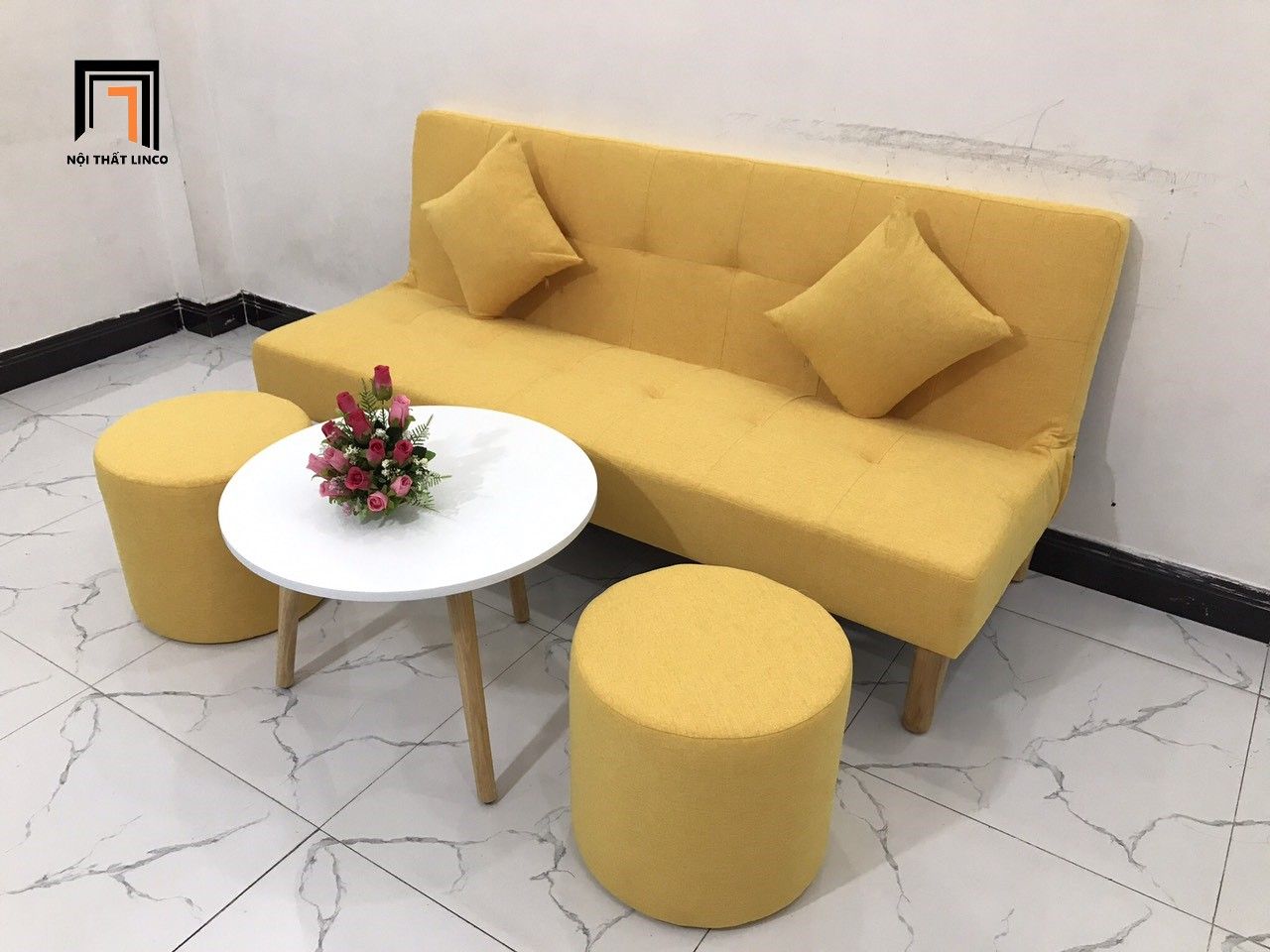  Bộ ghế sofa bed giường thông minh GBL1 1m7 vàng chanh nhỏ gọn 