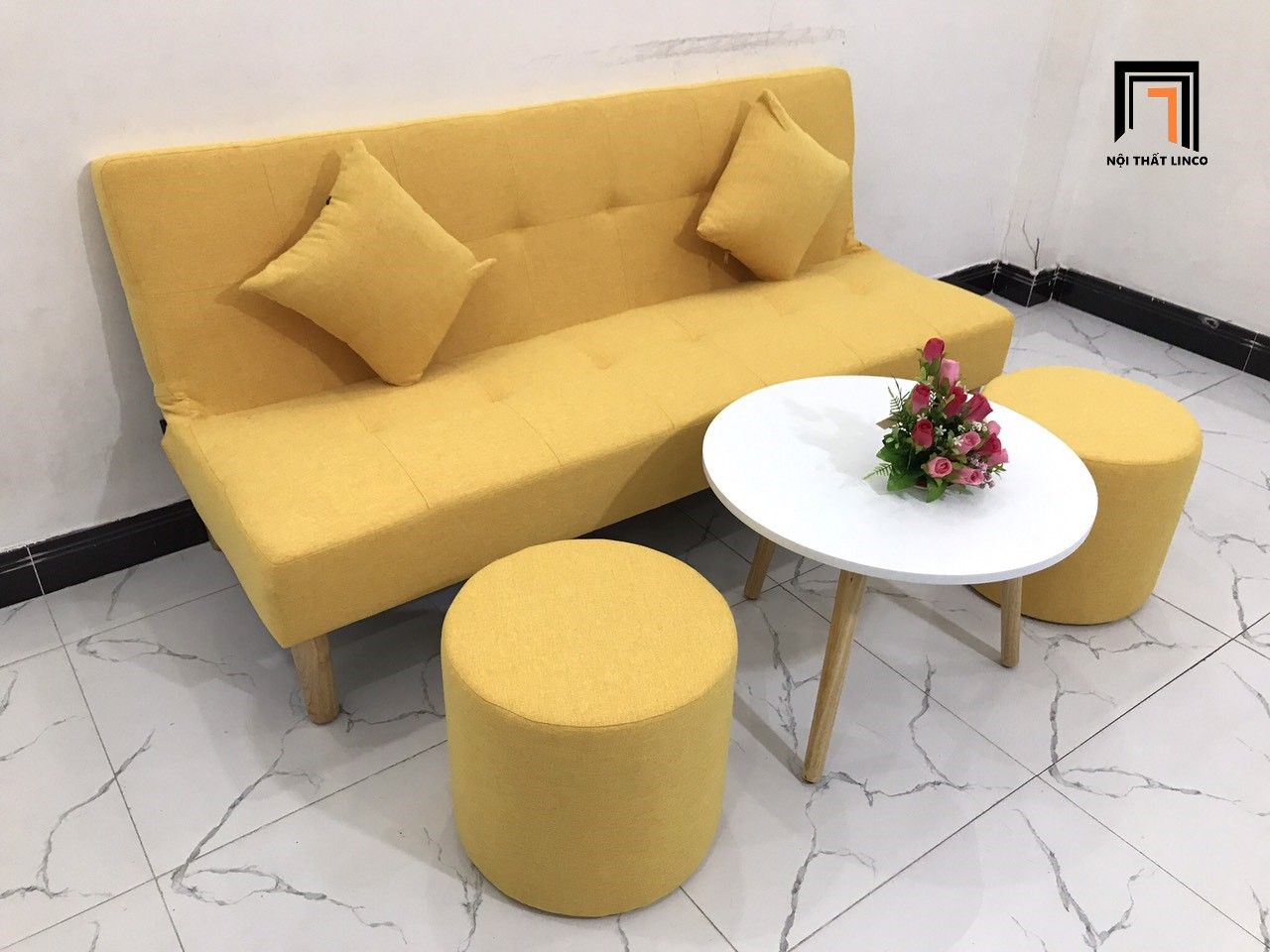  Bộ ghế sofa bed giường thông minh GBL1 1m7 vàng chanh nhỏ gọn 