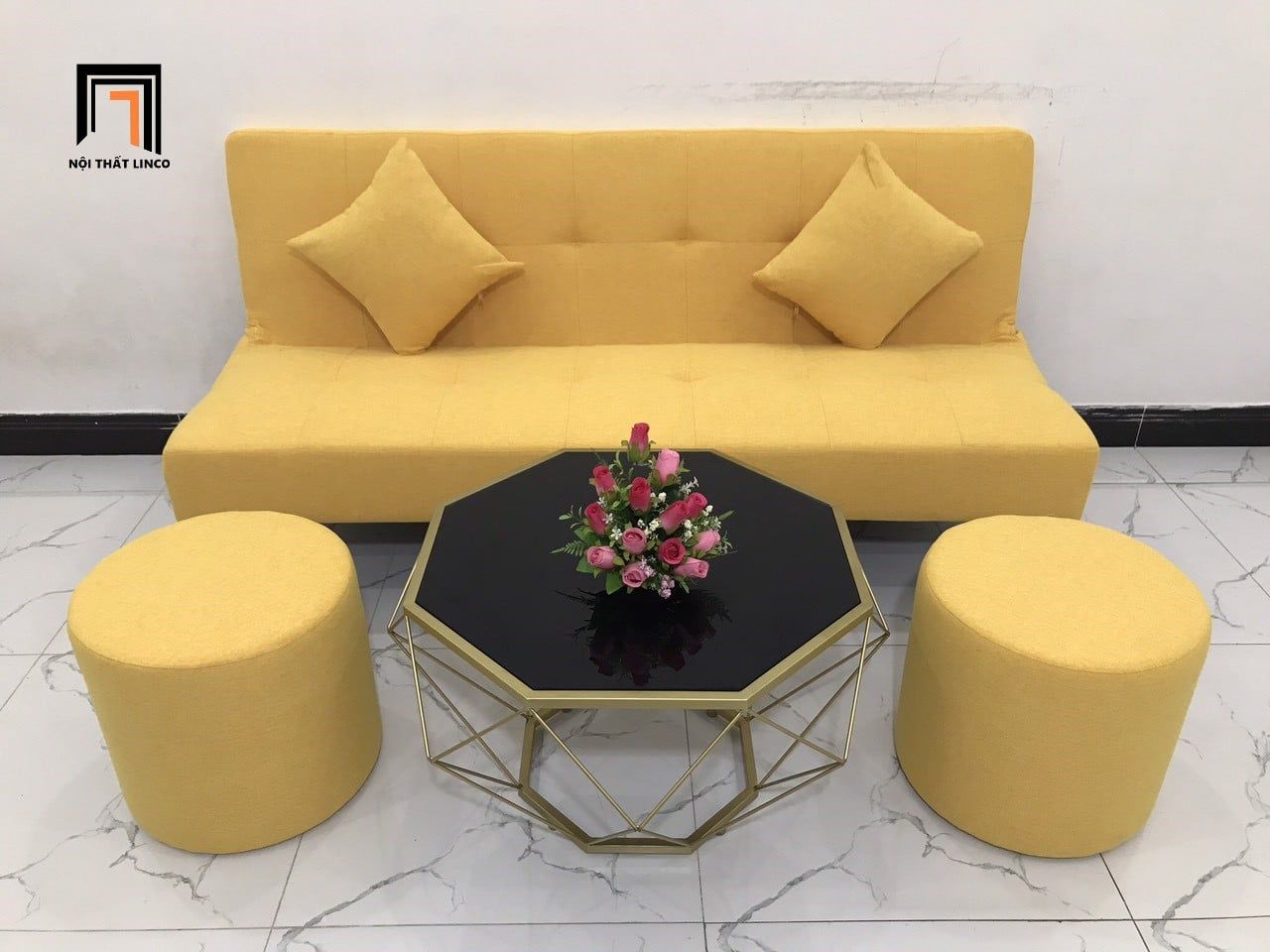  Bộ ghế sofa bed giường thông minh GBL1 1m7 vàng chanh nhỏ gọn 