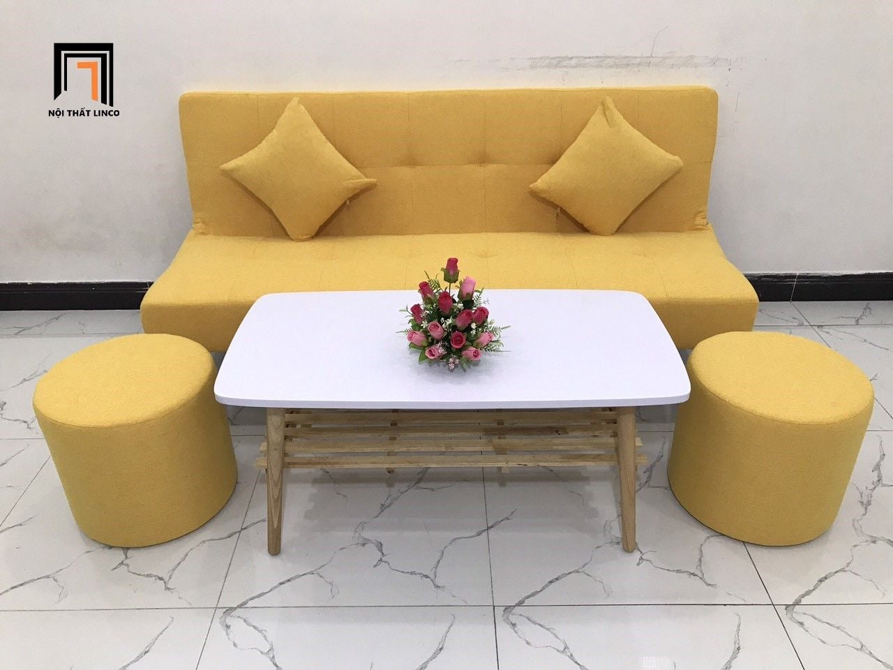  Bộ ghế sofa bed giường thông minh GBL1 1m7 vàng chanh nhỏ gọn 