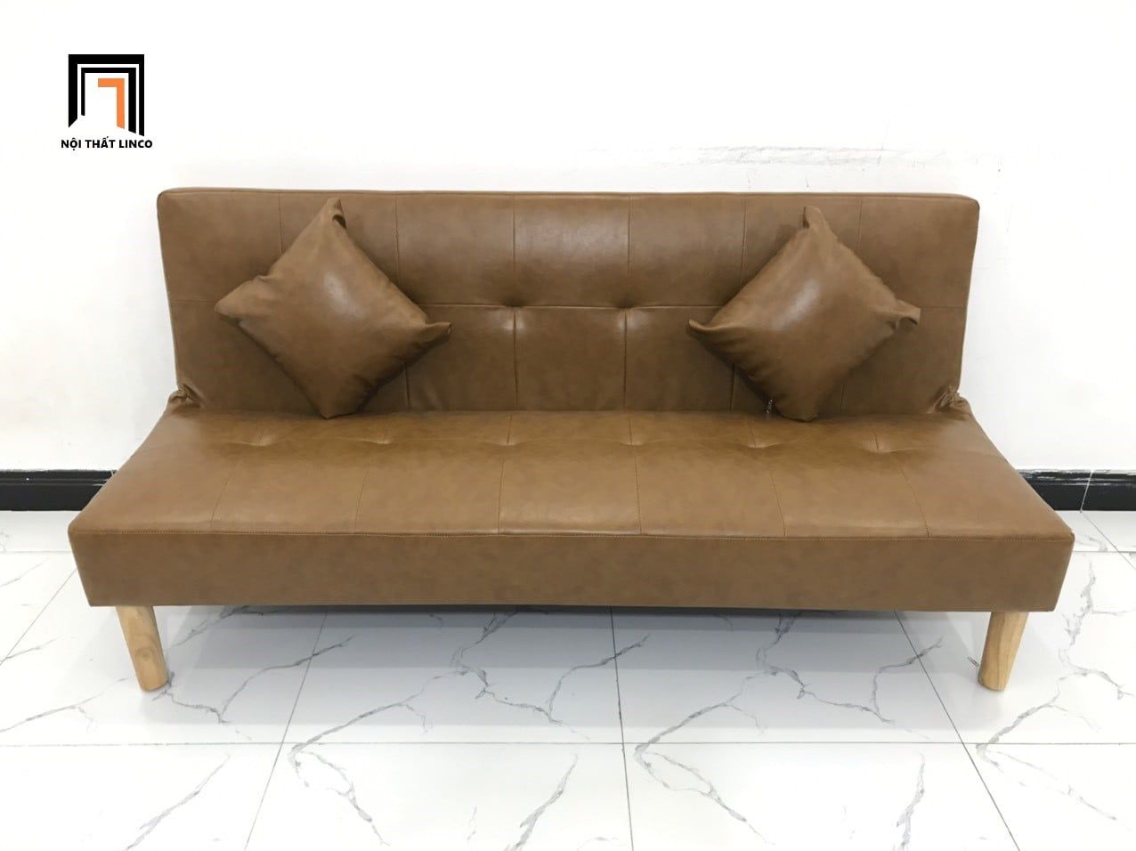  Bộ ghế sofa giường đa năng GBL1 dài 1m7 da giả màu nâu bò 