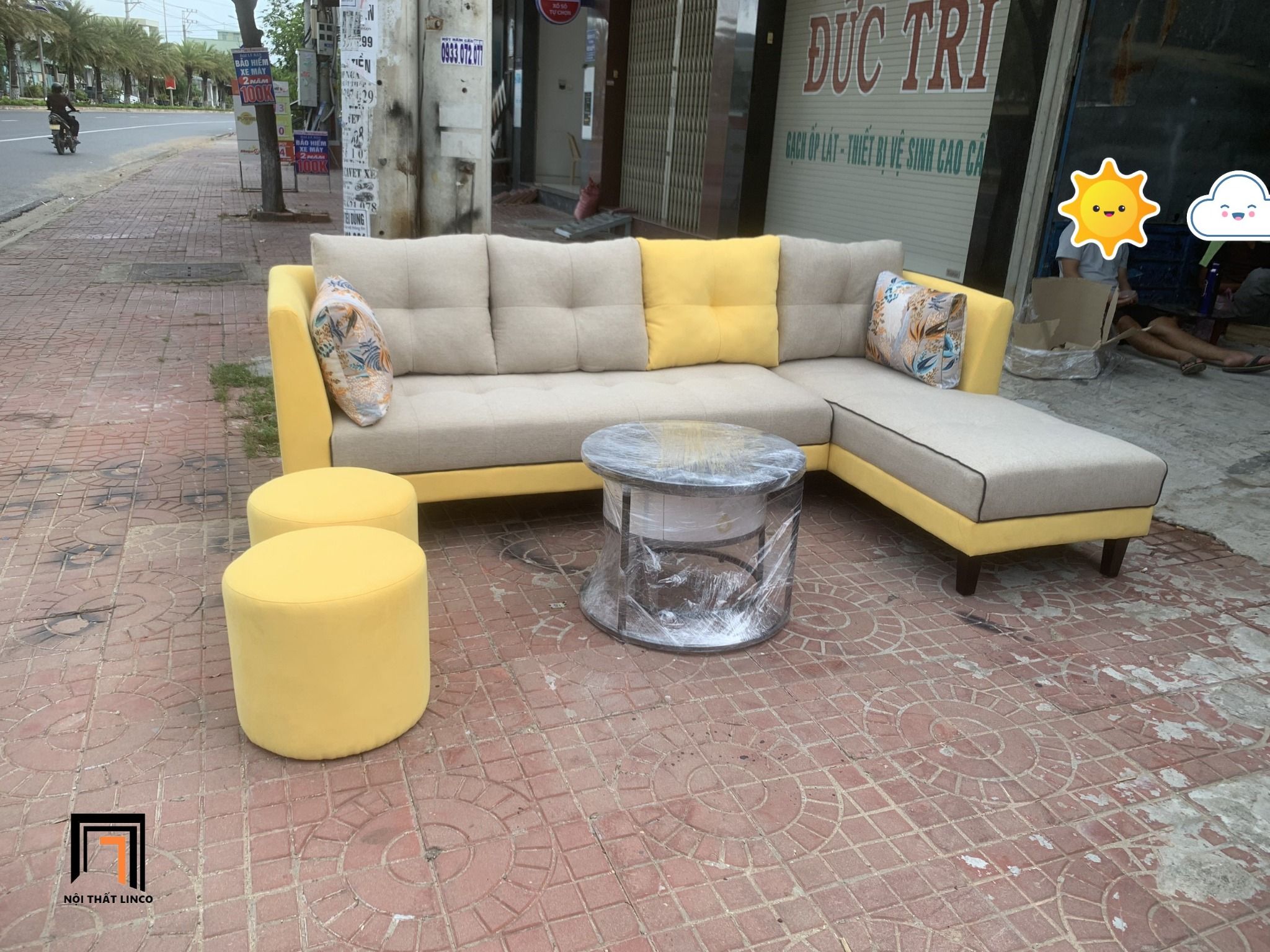  Bộ ghế sofa góc 2m5 x 1m6 GT235 Greci vải nỉ cho chung cư 