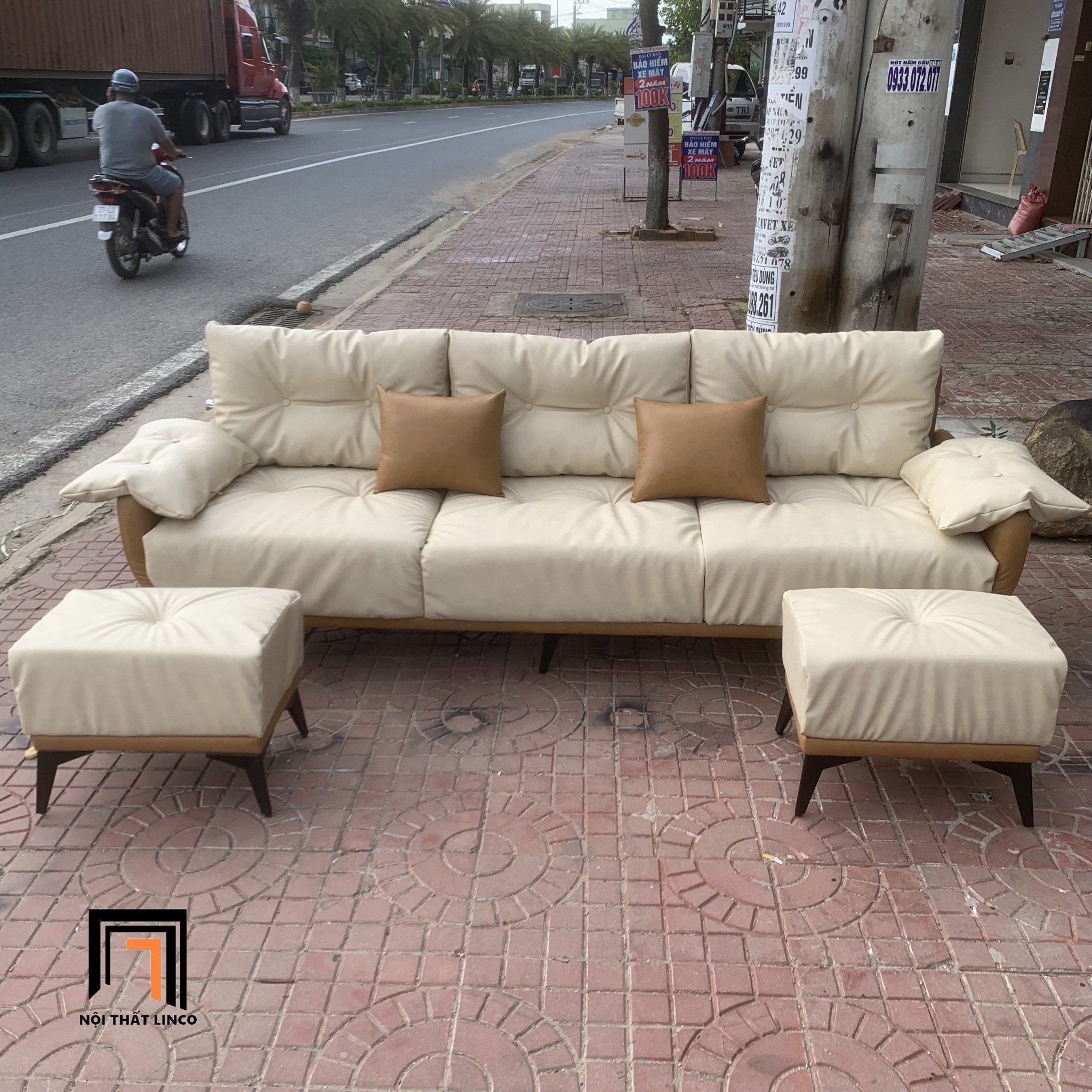  Ghế sofa băng cong da công nghiệp BT225 Koehler dài 2m3 cao cấp 