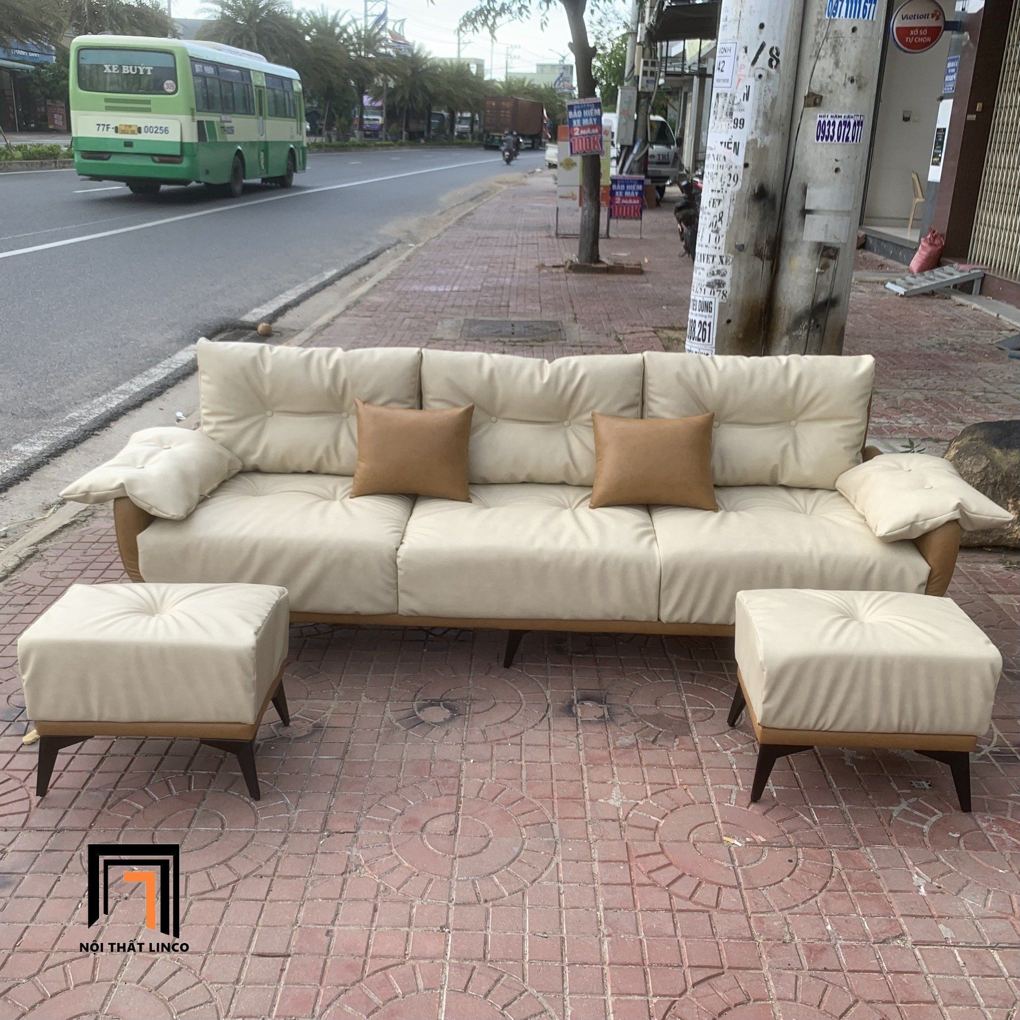  Ghế sofa băng cong da công nghiệp BT225 Koehler dài 2m3 cao cấp 