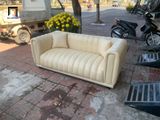  Ghế sofa băng phòng khách BHQ96 Selby 2m da giả trắng kem 