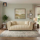  Ghế sofa băng phòng khách BHQ96 Selby 2m da giả trắng kem 