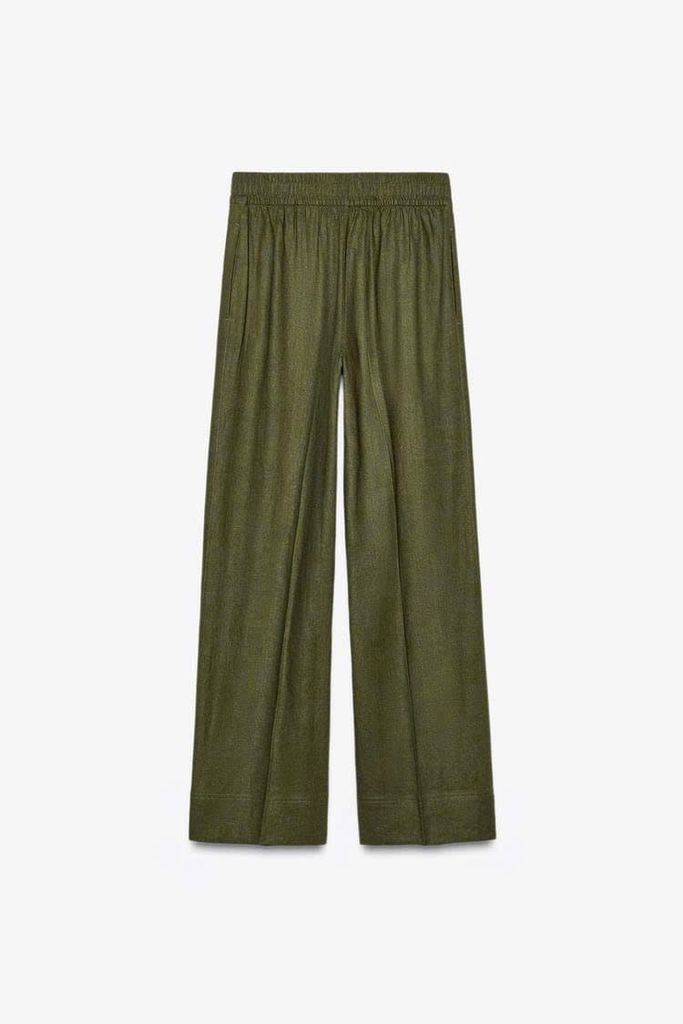 QUẦN ZARA LINEN LƯNG THUN XANH RÊU