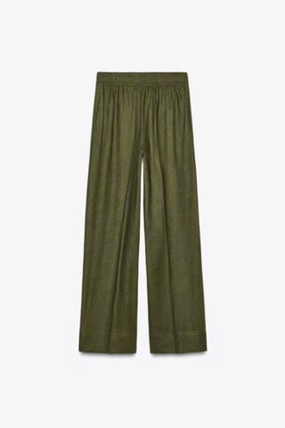 QUẦN ZARA LINEN LƯNG THUN XANH RÊU