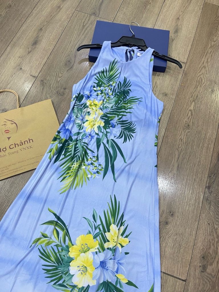 ĐẦM TOMMY  BAHAMA BÔNG XANH MAXI
