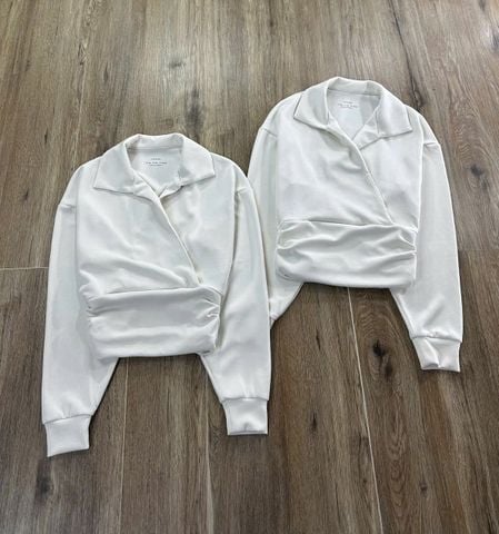 ÁO OYSHO TRẮNG TAY DÀI XẾP LY EO