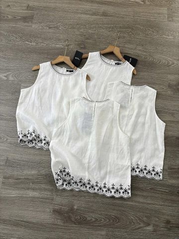 ÁO LINEN ME VIỀN CỔ