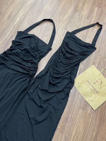 ĐẦM THUN BODY ĐEN NHÚN DÂY CỔ