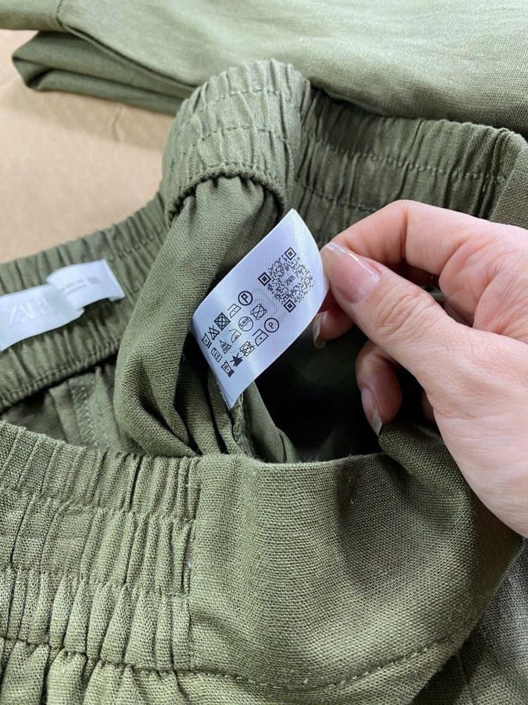QUẦN ZARA LINEN LƯNG THUN XANH RÊU