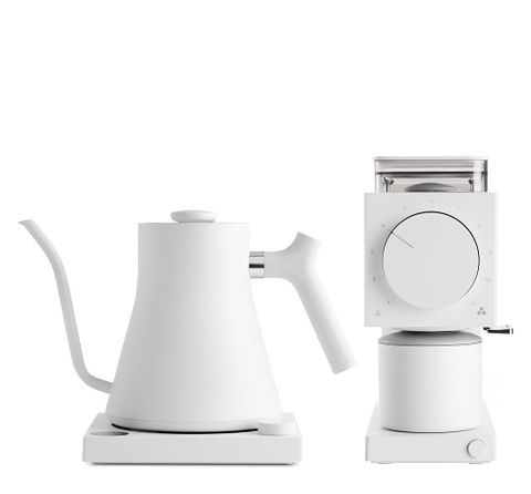 Cặp đôi Ấm điện Fellow Stagg EKG 0.9L + Máy xay Fellow ODE màu trắng