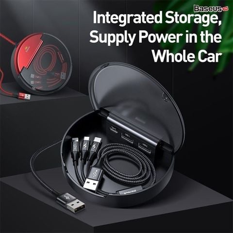 Bộ Dọck sạc tích hợp cáp sạc 3 đầu Baseus Car Sharing Charging Station