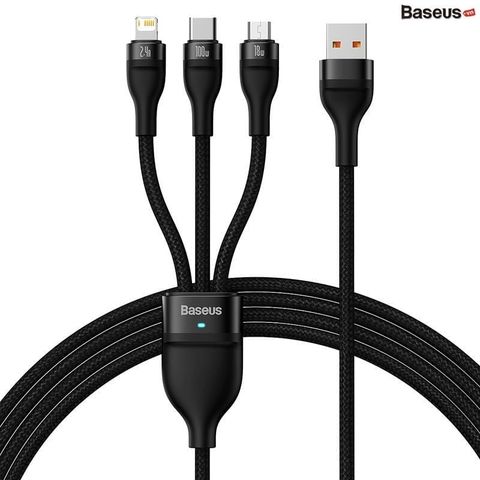 Cáp Sạc 3 Đầu Công Suất Cao Baseus Flash Series Ⅱ One-for-three Fast Charging Data Cable