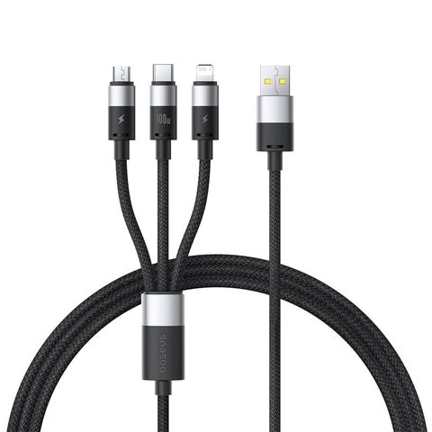 Cáp Sạc Đa Năng Baseus StarSpeed 1-for-3 USB-A to Type-C Lightning Micro