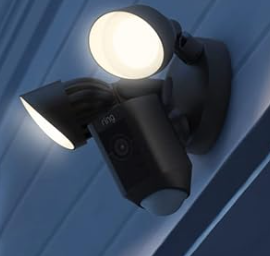 Camera Ring Floodlight Plus có dây (2021), HD 1080p, gói 3, màu đen