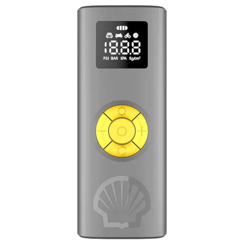 Bơm lốp xe Shell 4in1 kèm pin sạc dự phòng 4000mAh điều khiển bằng tay