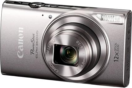 Canon PowerShot ELPH 360 bạc – Zoom 12x, Wi-Fi & NFC, Máy ảnh du lịch