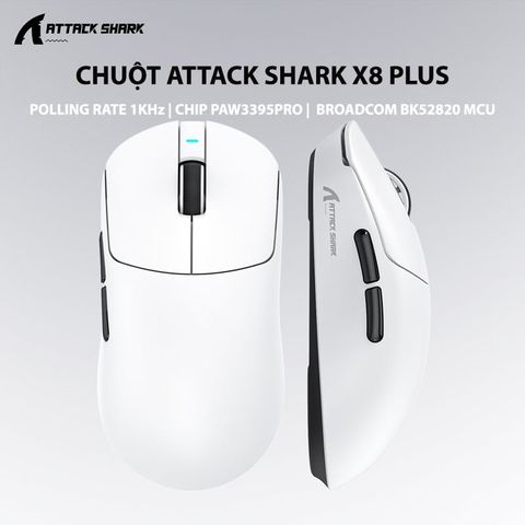 Chuột Attack Shark X8 Plus Multi Modes Trắng