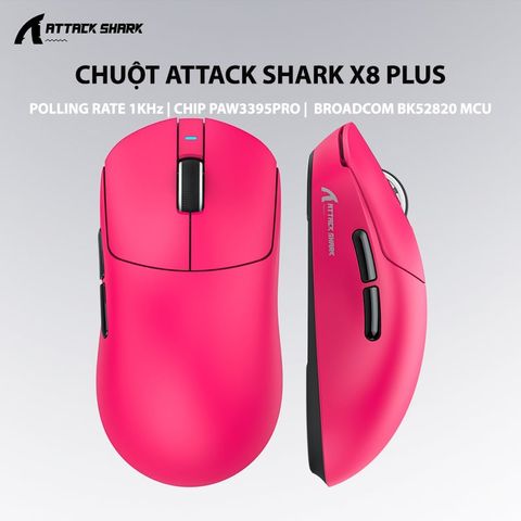 Chuột Attack Shark X8 Plus Multi Modes Berry Red